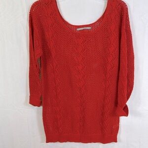 Rubbish crochet Top Size Large Orange Red Color Lightweight Like New